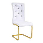 Lot de 4 Chaises de Salle à Manger Rembourrées en Similicuir avec Détails de Boucle en Cristal et Pieds en Métal Durables