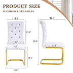 Lot de 4 Chaises de Salle à Manger Rembourrées en Similicuir avec Détails de Boucle en Cristal et Pieds en Métal Durables