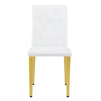 Lot de 2 chaises de salle à manger modernes rembourrées en PU avec pieds en métal doré, chaises luxueuses sans accoudoirs pour cuisine ou salle à manger-Panipeachy