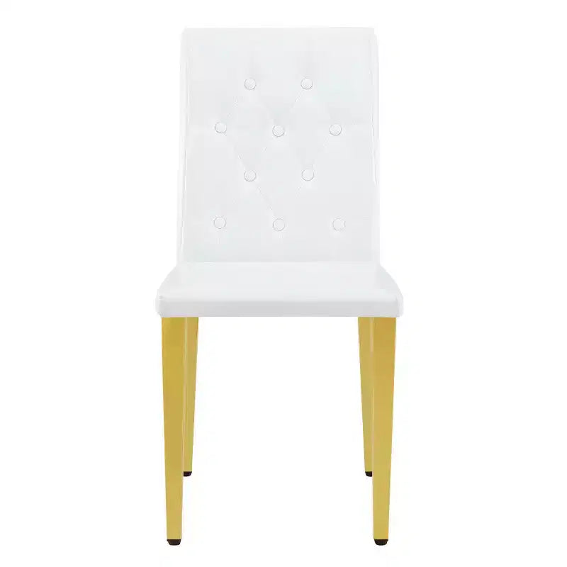 Lot de 2 chaises de salle à manger modernes rembourrées en PU avec pieds en métal doré, chaises luxueuses sans accoudoirs pour cuisine ou salle à manger-Panipeachy