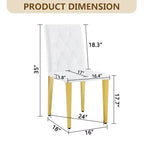 Lot de 2 chaises de salle à manger modernes rembourrées en PU avec pieds en métal doré, chaises luxueuses sans accoudoirs pour cuisine ou salle à manger-Panipeachy