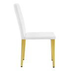Lot de 2 chaises de salle à manger modernes rembourrées en PU avec pieds en métal doré, chaises luxueuses sans accoudoirs pour cuisine ou salle à manger-Panipeachy