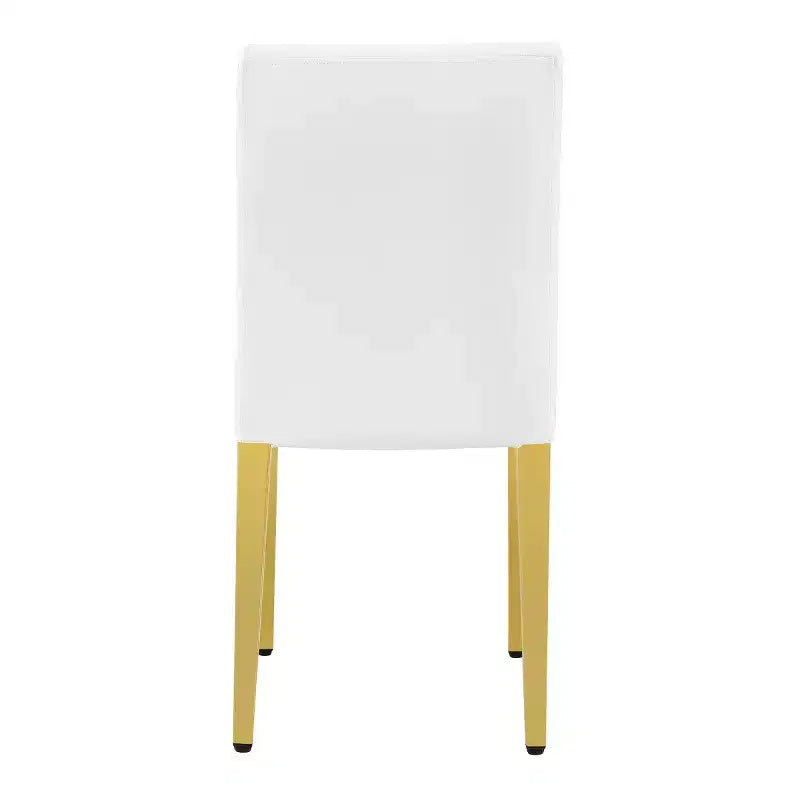 Lot de 2 chaises de salle à manger modernes rembourrées en PU avec pieds en métal doré, chaises luxueuses sans accoudoirs pour cuisine ou salle à manger-Panipeachy