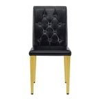 Lot de 2 chaises de salle à manger modernes rembourrées en PU avec pieds en métal doré, chaises luxueuses sans accoudoirs pour cuisine ou salle à manger-Panipeachy