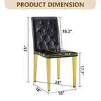 Lot de 2 chaises de salle à manger modernes rembourrées en PU avec pieds en métal doré, chaises luxueuses sans accoudoirs pour cuisine ou salle à manger-Panipeachy