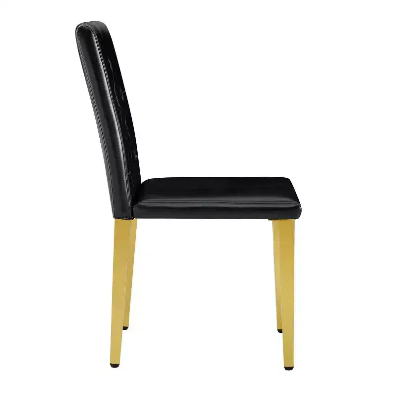 Lot de 2 chaises de salle à manger modernes rembourrées en PU avec pieds en métal doré, chaises luxueuses sans accoudoirs pour cuisine ou salle à manger-Panipeachy