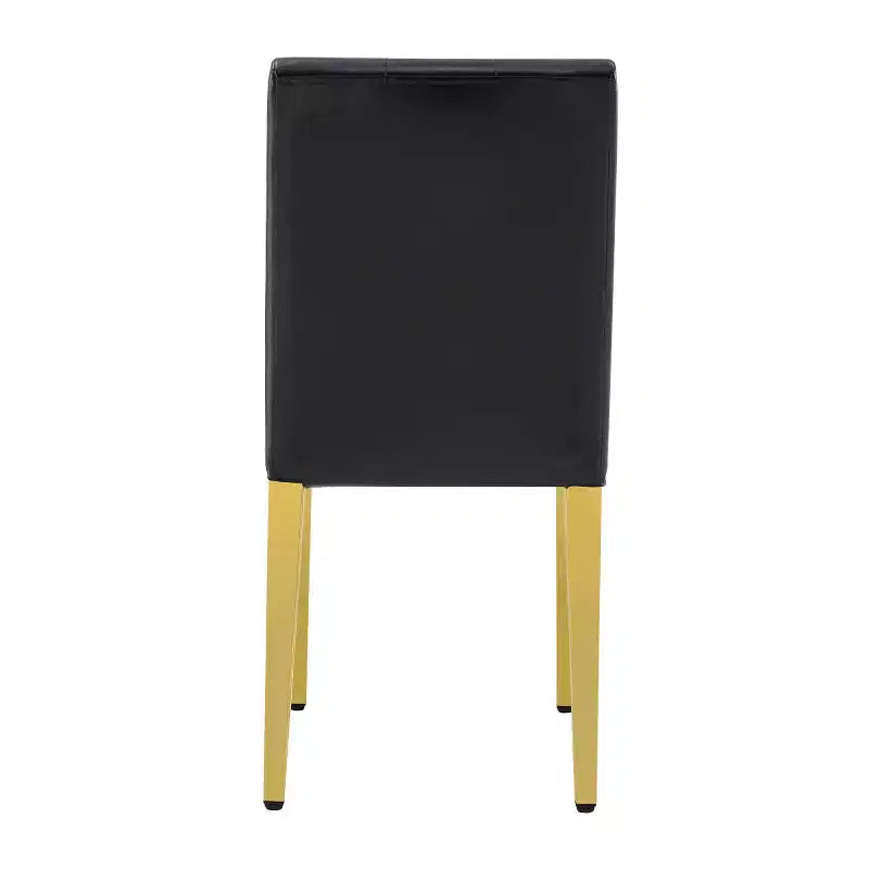 Lot de 2 chaises de salle à manger modernes rembourrées en PU avec pieds en métal doré, chaises luxueuses sans accoudoirs pour cuisine ou salle à manger-Panipeachy