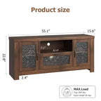 Meuble TV de style ferme pour téléviseur de 55 pouces, meuble de divertissement avec porte en acrylique et étagères réglables, buffet de rangement pour salon