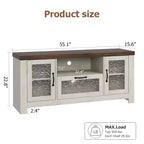 Meuble TV de style ferme pour téléviseur de 55 pouces, meuble de divertissement avec porte en acrylique et étagères réglables, buffet de rangement pour salon