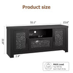 Meuble TV de style ferme pour téléviseur de 55 pouces, meuble de divertissement avec porte en acrylique et étagères réglables, buffet de rangement pour salon