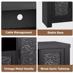 Meuble TV de style ferme pour téléviseur de 55 pouces, meuble de divertissement avec porte en acrylique et étagères réglables, buffet de rangement pour salon