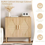2 buffets de salle à manger avec rangement, armoires de rangement décoratives à double porte en rotin, buffets et armoires décoratives pour salon, salle à manger