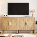 2 buffets de salle à manger avec rangement, armoires de rangement décoratives à double porte en rotin, buffets et armoires décoratives pour salon, salle à manger