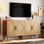 2 buffets de salle à manger avec rangement, armoires de rangement décoratives à double porte en rotin, buffets et armoires décoratives pour salon, salle à manger