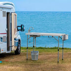 Table de nettoyage de poisson pliante avec évier et raccord de tuyau, table d'évier portable de 50 pour le camping en plein air, la pêche, la chasse, le camping-car, le jardin