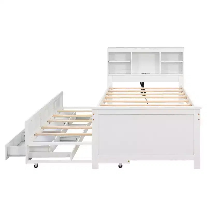 Lit plateforme GDF Studio Banks avec tête de lit de rangement, USB, lit gigogne double et 3 tiroirs