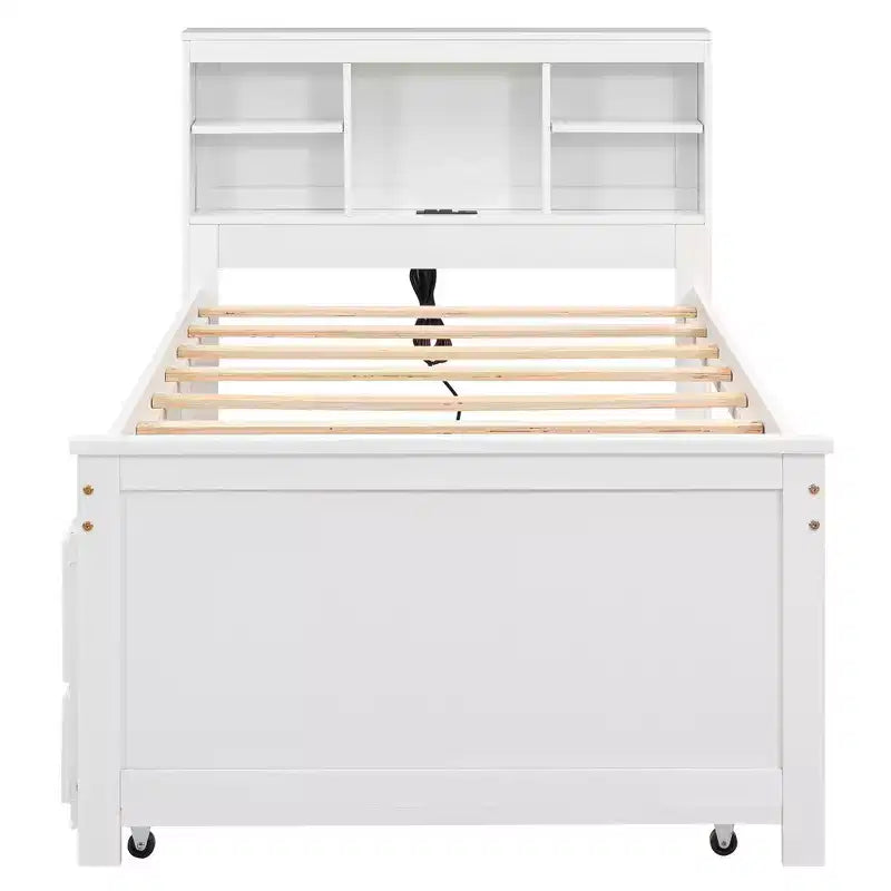 Lit plateforme GDF Studio Banks avec tête de lit de rangement, USB, lit gigogne double et 3 tiroirs