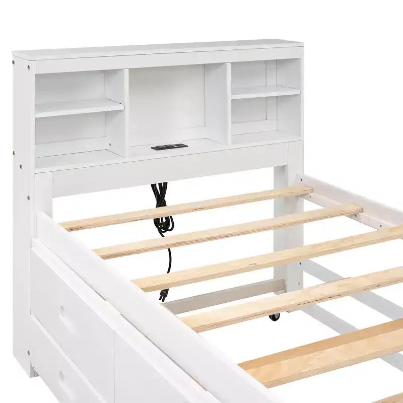Lit plateforme GDF Studio Banks avec tête de lit de rangement, USB, lit gigogne double et 3 tiroirs