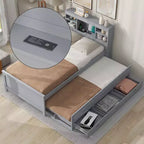Lit plateforme GDF Studio Banks avec tête de lit de rangement, USB, lit gigogne double et 3 tiroirs