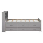 Lit plateforme GDF Studio Banks avec tête de lit de rangement, USB, lit gigogne double et 3 tiroirs