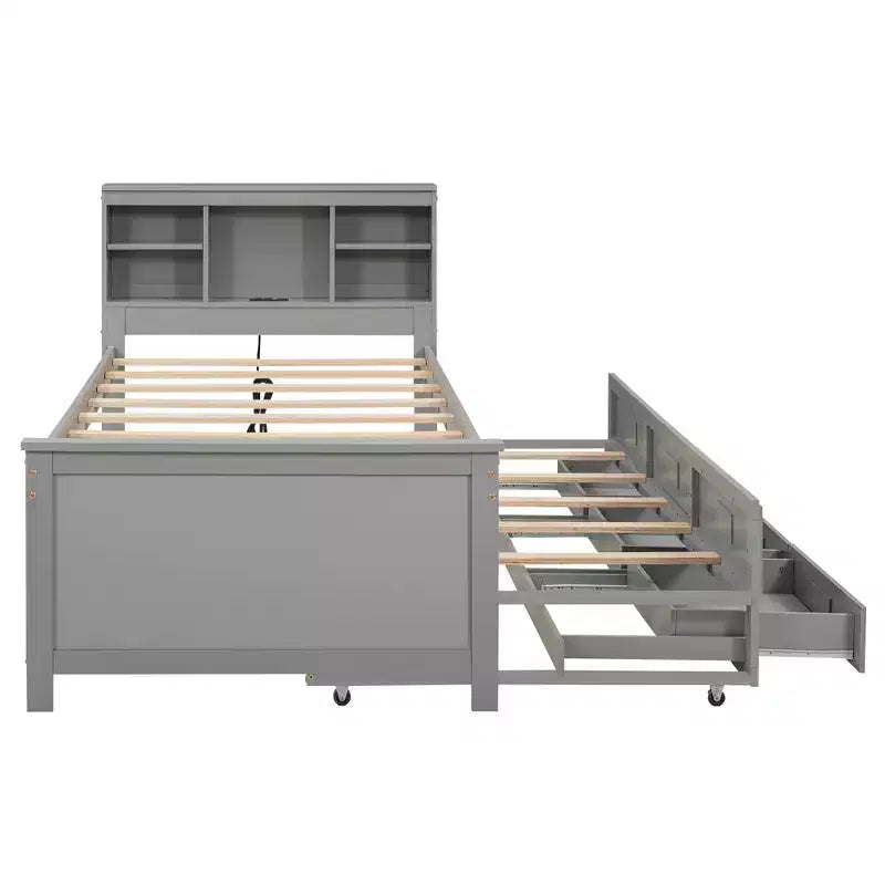 Lit plateforme GDF Studio Banks avec tête de lit de rangement, USB, lit gigogne double et 3 tiroirs