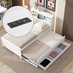 Lit plateforme GDF Studio Banks avec tête de lit de rangement, USB, lit gigogne double et 3 tiroirs