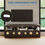 Meuble TV moderne du milieu du siècle de 70 pouces pour téléviseur de 85 pouces - Tiroir sculpté Poignées en cristal Gestion des câbles Capacité de 220 lb Centre média en bois MDF