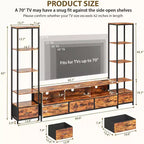 Meuble TV de salon, Meuble TV LED avec étagères, Meuble TV de style ferme pour téléviseurs de 65 pouces, Meuble TV de salon