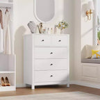 Commode à 5 tiroirs en bois avec finition naturelle, meuble de rangement moderne pour chambre à coucher, chambre d'enfant et couloir