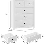Commode à 5 tiroirs en bois avec finition naturelle, meuble de rangement moderne pour chambre à coucher, chambre d'enfant et couloir