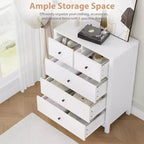 Commode à 5 tiroirs en bois avec finition naturelle, meuble de rangement moderne pour chambre à coucher, chambre d'enfant et couloir
