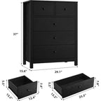 Commode à 5 tiroirs en bois avec finition naturelle, meuble de rangement moderne pour chambre à coucher, chambre d'enfant et couloir