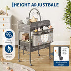 Table à langer pliable portable avec matelas imperméable, station à hauteur réglable avec tiroirs de rangement, organisateur de chambre mobile pour nouveau-nés et nourrissons