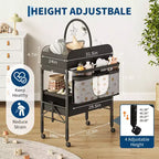 Table à langer pliable portable avec matelas imperméable, station à hauteur réglable avec tiroirs de rangement, organisateur de chambre mobile pour nouveau-nés et nourrissons
