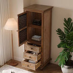 Armoire de rangement décorative rustique avec portes découpées et 3 tiroirs, armoire d'appoint haute et étroite pour salon ou chambre à coucher - Panipeachy