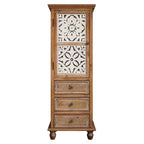Armoire de rangement décorative rustique avec portes découpées et 3 tiroirs, armoire d'appoint haute et étroite pour salon ou chambre à coucher - Panipeachy