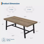 Table de salle à manger rectangulaire de 70,87 pouces pour 6 à 8 personnes, grande table à manger avec plateau en bois rustique, cadre métallique solide, style industriel moderne