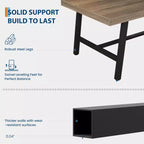 Table de salle à manger rectangulaire de 70,87 pouces pour 6 à 8 personnes, grande table à manger avec plateau en bois rustique, cadre métallique solide, style industriel moderne