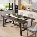 70.87 Inch Rectangle Dining Room Table for 6-8 People, Large Long Dining Table with Rustic Wooden Tabletop, Strong Metal frame Modern Industrial