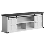Meuble TV de ferme de 70 pouces pour téléviseurs de 80/75/70 pouces, avec armoires de rangement et porte coulissante style grange, meuble TV rustique pour salon, console multimédia