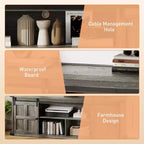 Meuble TV de ferme de 70 pouces pour téléviseurs de 80/75/70 pouces, avec armoires de rangement et porte coulissante style grange, meuble TV rustique pour salon, console multimédia