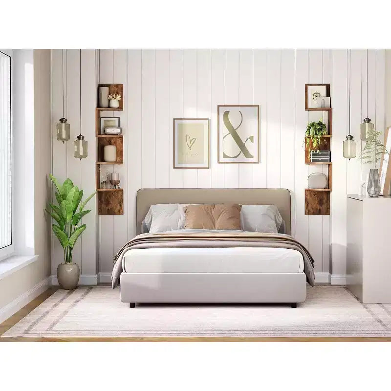 ACOINEL Lot de 2 étagères d'angle flottantes murales, bibliothèques d'angle rustiques marron à 4 niveaux pour salon et chambre à coucher