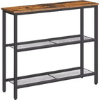 ACOINEL 29.5 Table Console Étroite, Table d'Entrée 3 Niveaux Marron Rustique et Noir, Table d'Appoint Fine pour Couloir, Entrée, Salon, Chambre