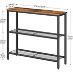 ACOINEL 29.5 Table Console Étroite, Table d'Entrée 3 Niveaux Marron Rustique et Noir, Table d'Appoint Fine pour Couloir, Entrée, Salon, Chambre