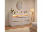 Commode 6 tiroirs pour chambre | Armoire de rangement en bois de 120 cm avec 2 tiroirs en verre pour couloir, entrée et organisation