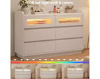 Commode 6 tiroirs pour chambre | Armoire de rangement en bois de 120 cm avec 2 tiroirs en verre pour couloir, entrée et organisation
