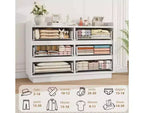 Commode 6 tiroirs pour chambre | Armoire de rangement en bois de 120 cm avec 2 tiroirs en verre pour couloir, entrée et organisation