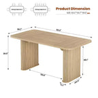 Table à manger 62 pour 6-8 personnes, table de cuisine rectangulaire en bois avec double piédestal robuste, table de salle à manger solide pour salle à manger, cuisine et salon