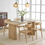 Table à manger 62 pour 6-8 personnes, table de cuisine rectangulaire en bois avec double piédestal robuste, table de salle à manger solide pour salle à manger, cuisine et salon