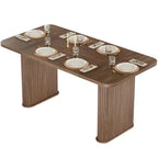 Table à manger 62 pour 6-8 personnes, table de cuisine rectangulaire en bois avec double piédestal robuste, table de salle à manger solide pour salle à manger, cuisine et salon